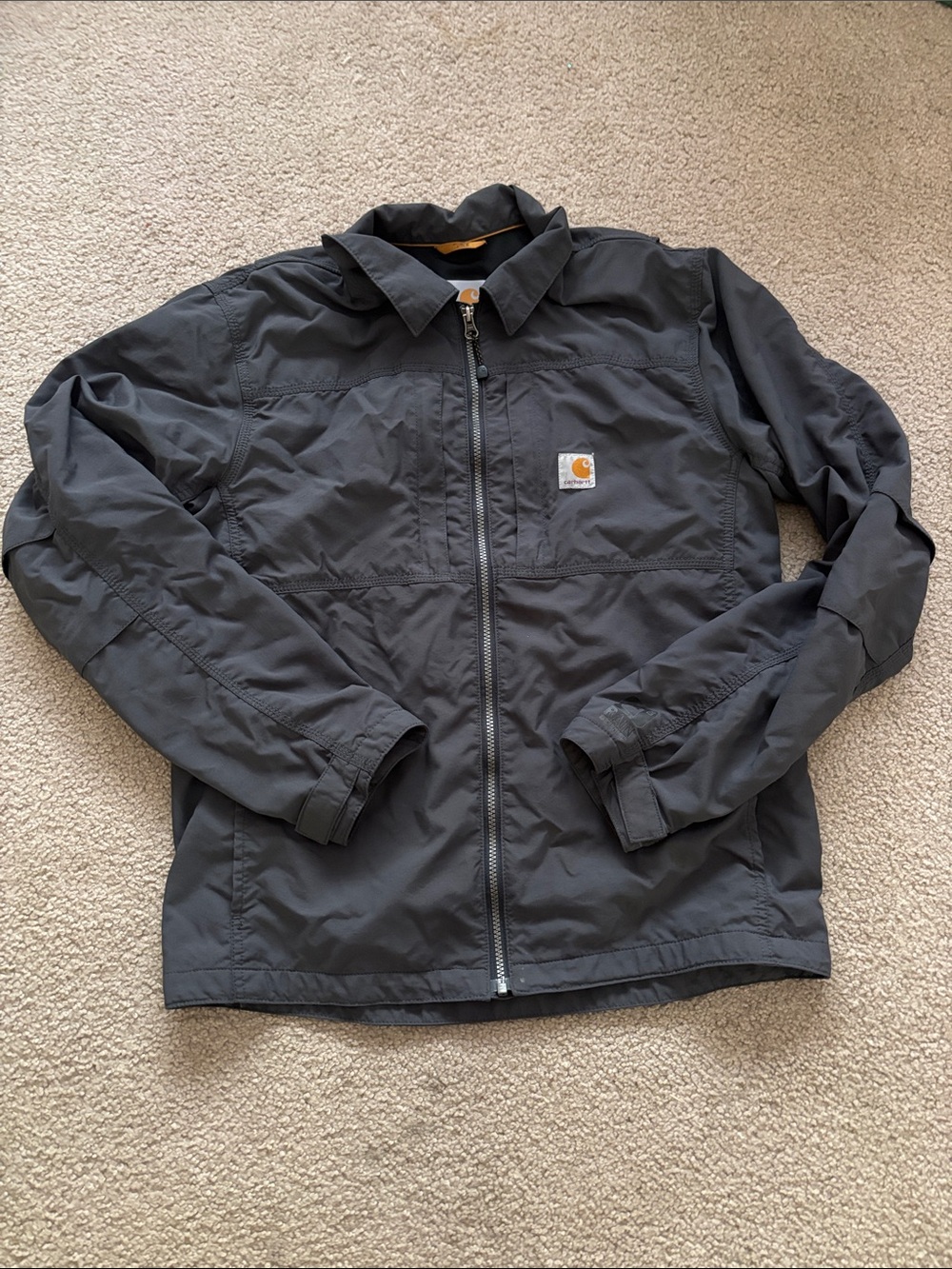 Carhartt Charcoal Lightweight Rain Zip-Front Jacket size medium